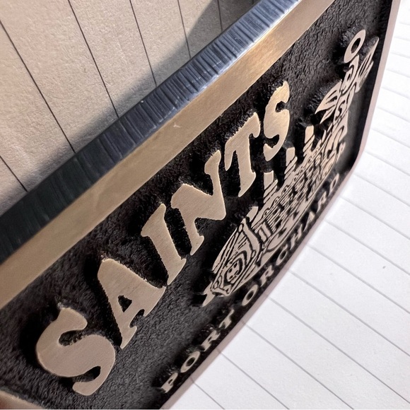 Rainbow Metals NWT Solid Bronze Saints Port Orchard Emboss 3D Belt Buckle Only - Picture 2 of 10